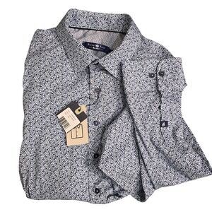 Stone Rose Mens 3XL Light Blue Floral Print Long Sleeve Shirt Spread Collar‎ NWT